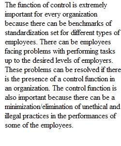 Week 7 Importance of the Fourth Function of Management Control